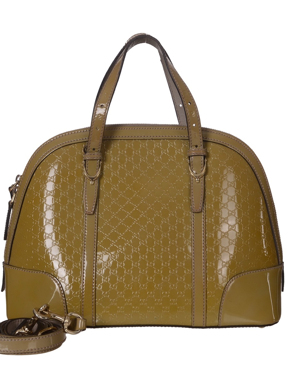 ♥️Gucci Medium Ophidia Dome Olive Green Patent Leather Dome Satchel♥️